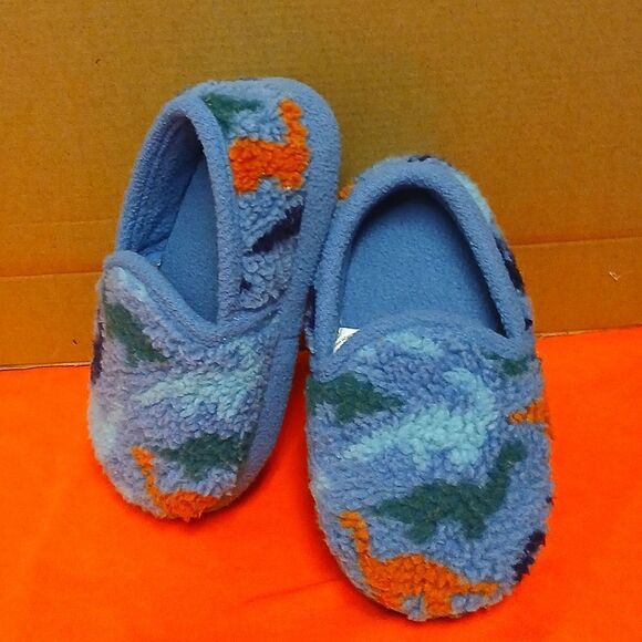 🩷WONDER NATION Toddler Boys house slippers Size 7-8 Dinosaur Pattern EUC MULTI - Picture 1 of 7